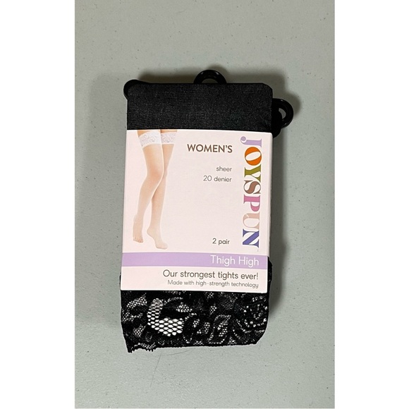 Black Sheer Lace Thigh-High Knee High Stockings Lingerie Socks Set of 2 NWT 🖤 - Picture 1 of 2